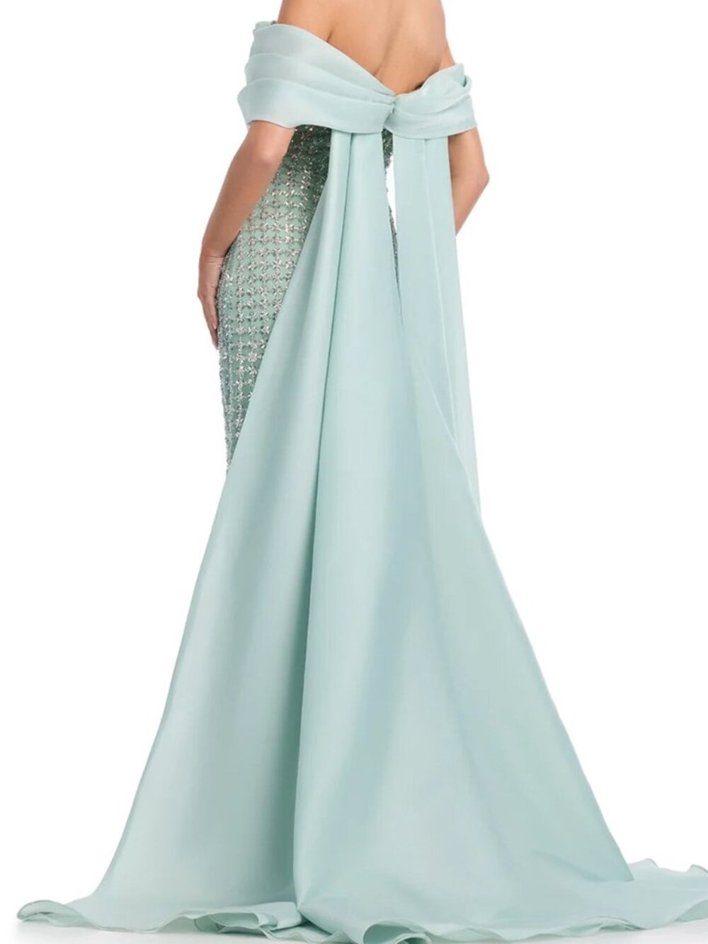 NWT Ashley Lauren 12020 Organza Cape Mother of the Bride Dress Sage size 16 - Picture 2 of 6